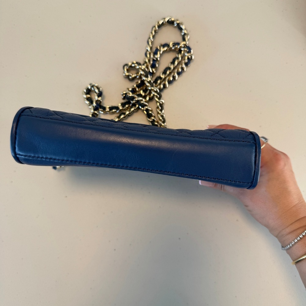 Rebecca Minkoff Blue Quilted Leather Shoulder Bag Chain Strap Magnetic Closure - Picture 11 of 16